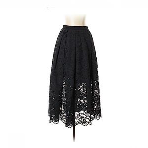 Tibi calf length black formal lace skirt.